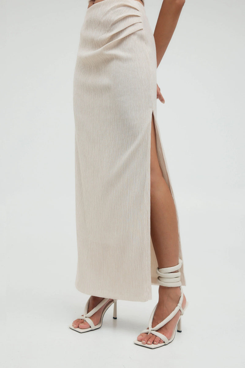 Electric Tucked Maxi Skirt