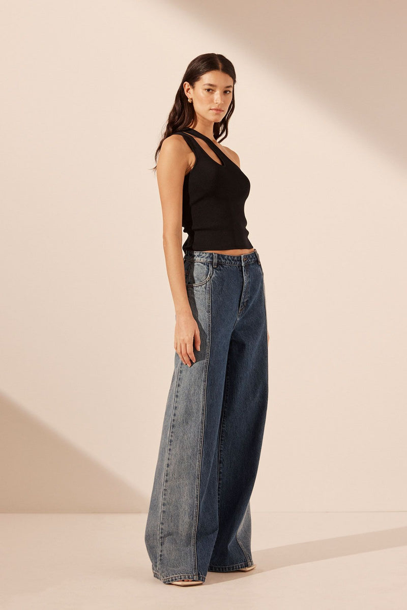 Reina Contrast Wide Leg Jean