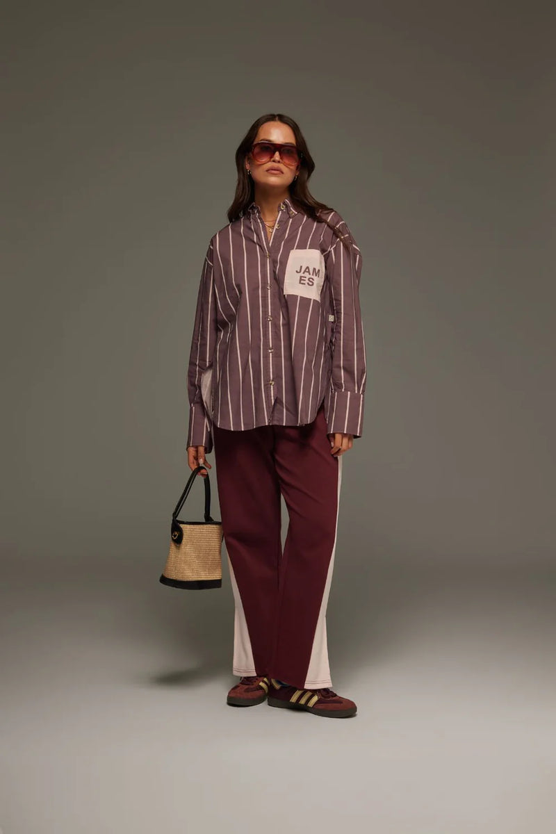 ALPINE COTTON STRIPE SHIRT RED WINE