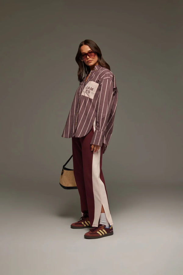 ALPINE COTTON STRIPE SHIRT RED WINE