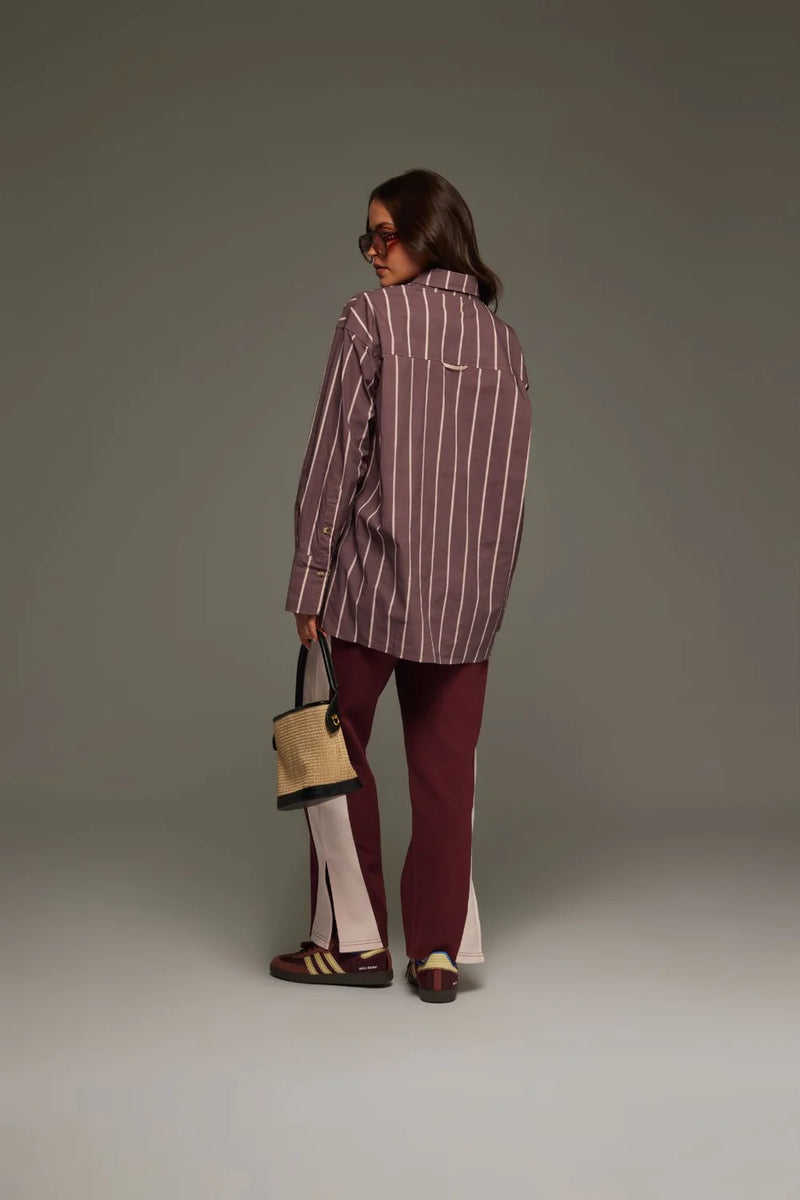 ALPINE COTTON STRIPE SHIRT RED WINE