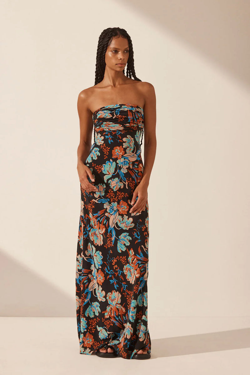 Flotte Silk Rouched Bodice Maxi Dress Issue.1 Boutique