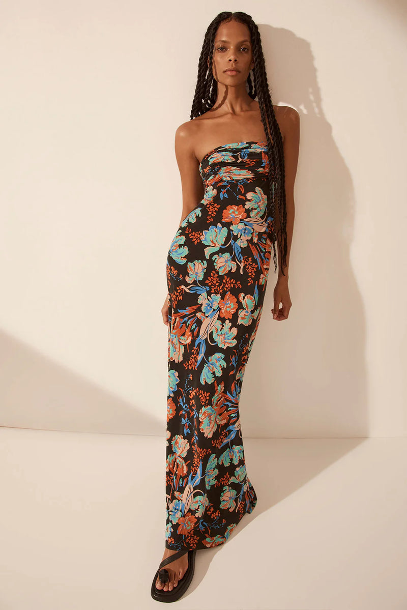 Flotte Silk Rouched Bodice Maxi Dress