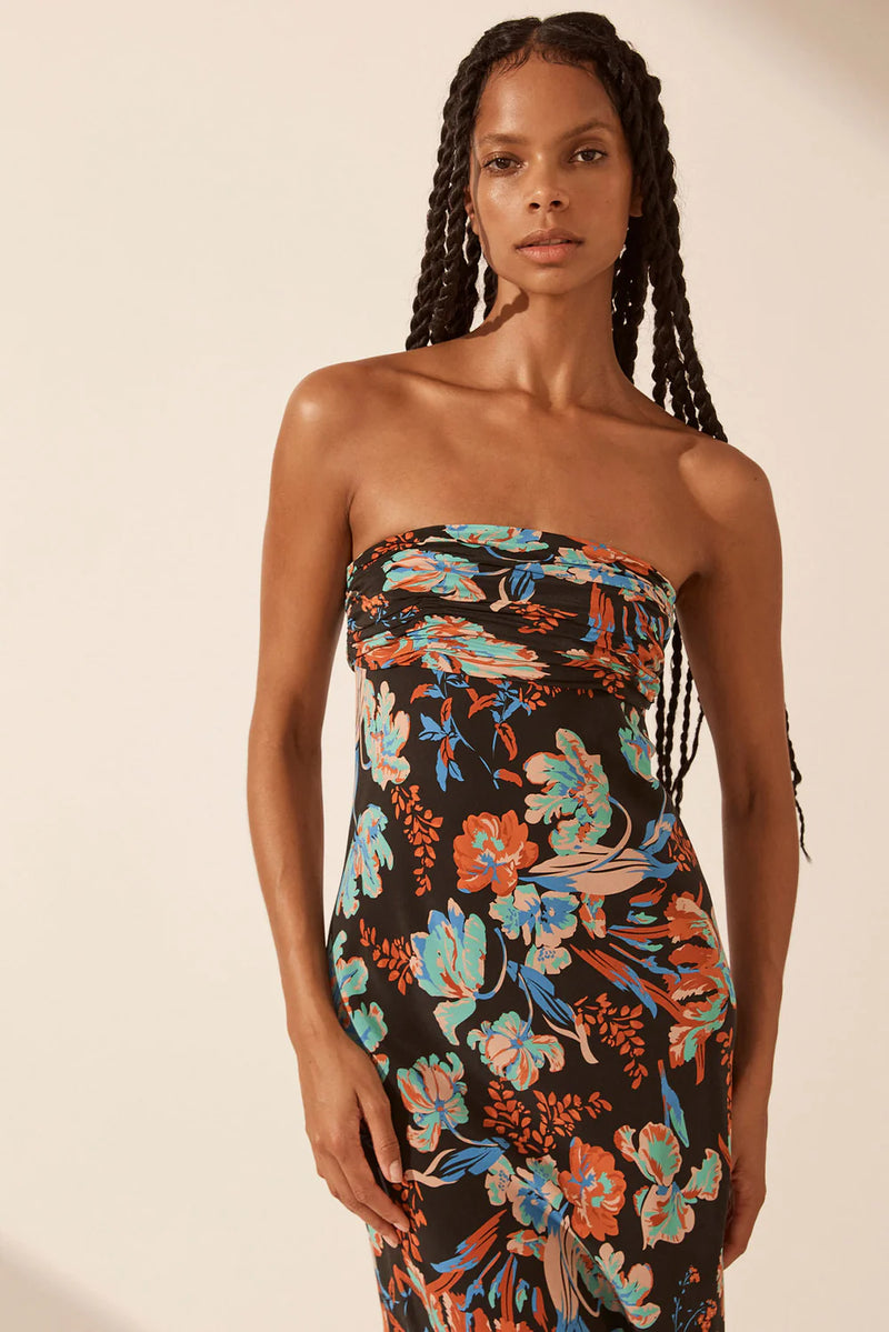 Flotte Silk Rouched Bodice Maxi Dress
