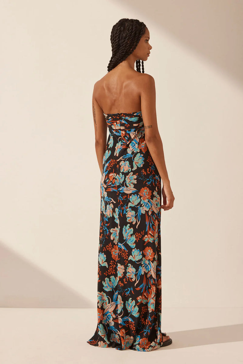 Flotte Silk Rouched Bodice Maxi Dress
