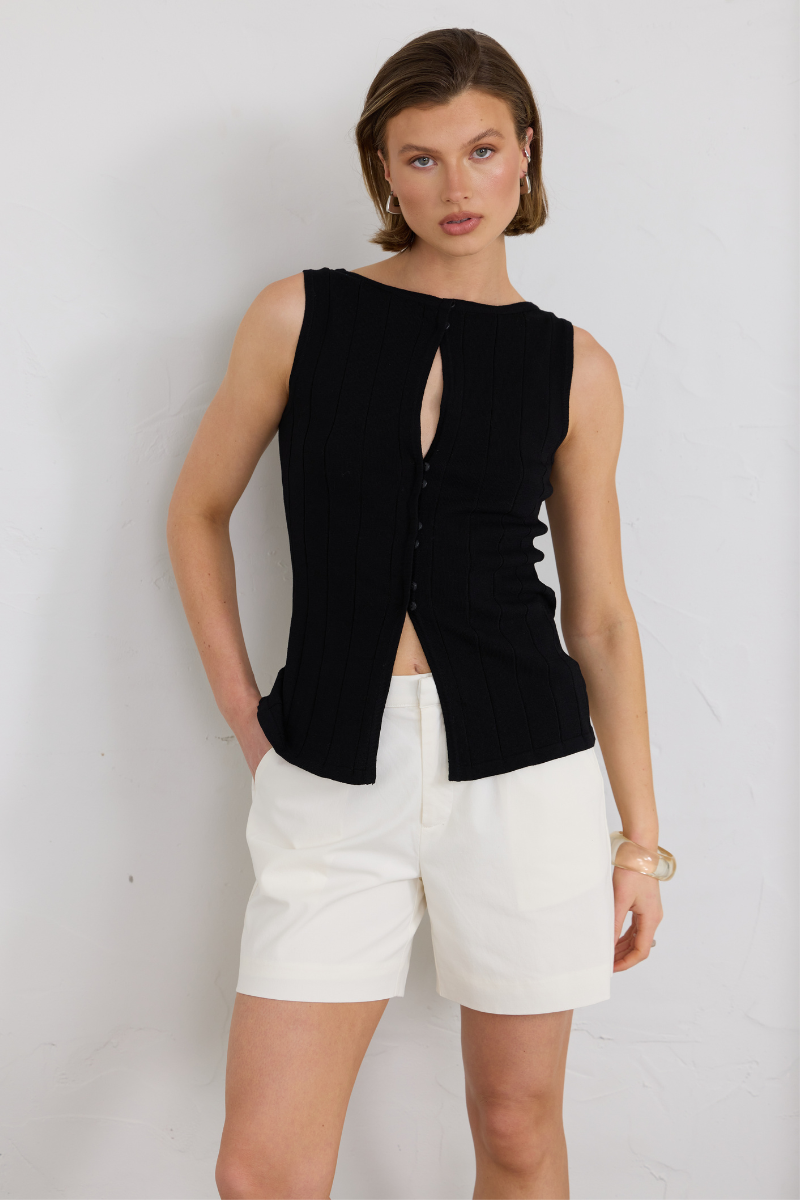 TRANQUIL KNIT TOP BLACK