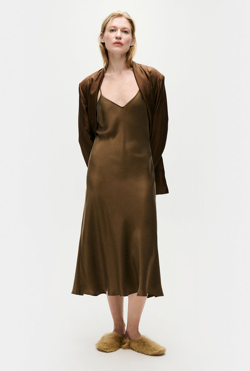 90s Slip Dress Dark Earth