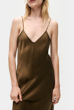 90s Slip Dress Dark Earth