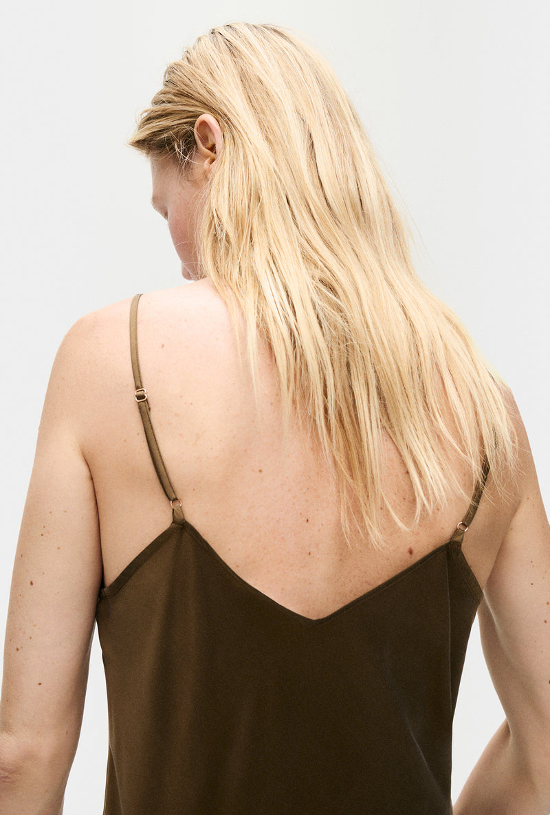 90s Slip Dress Dark Earth
