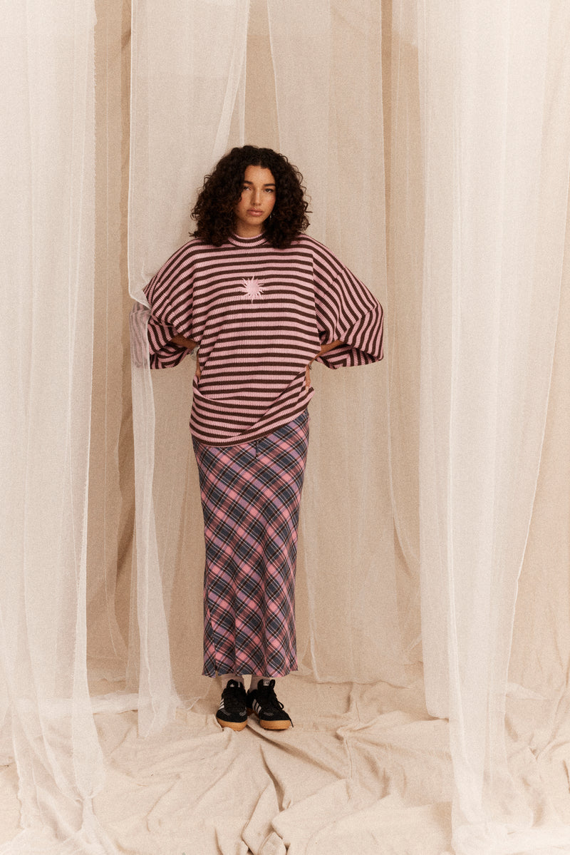 ETOFFE CHECK COLUMN SKIRT