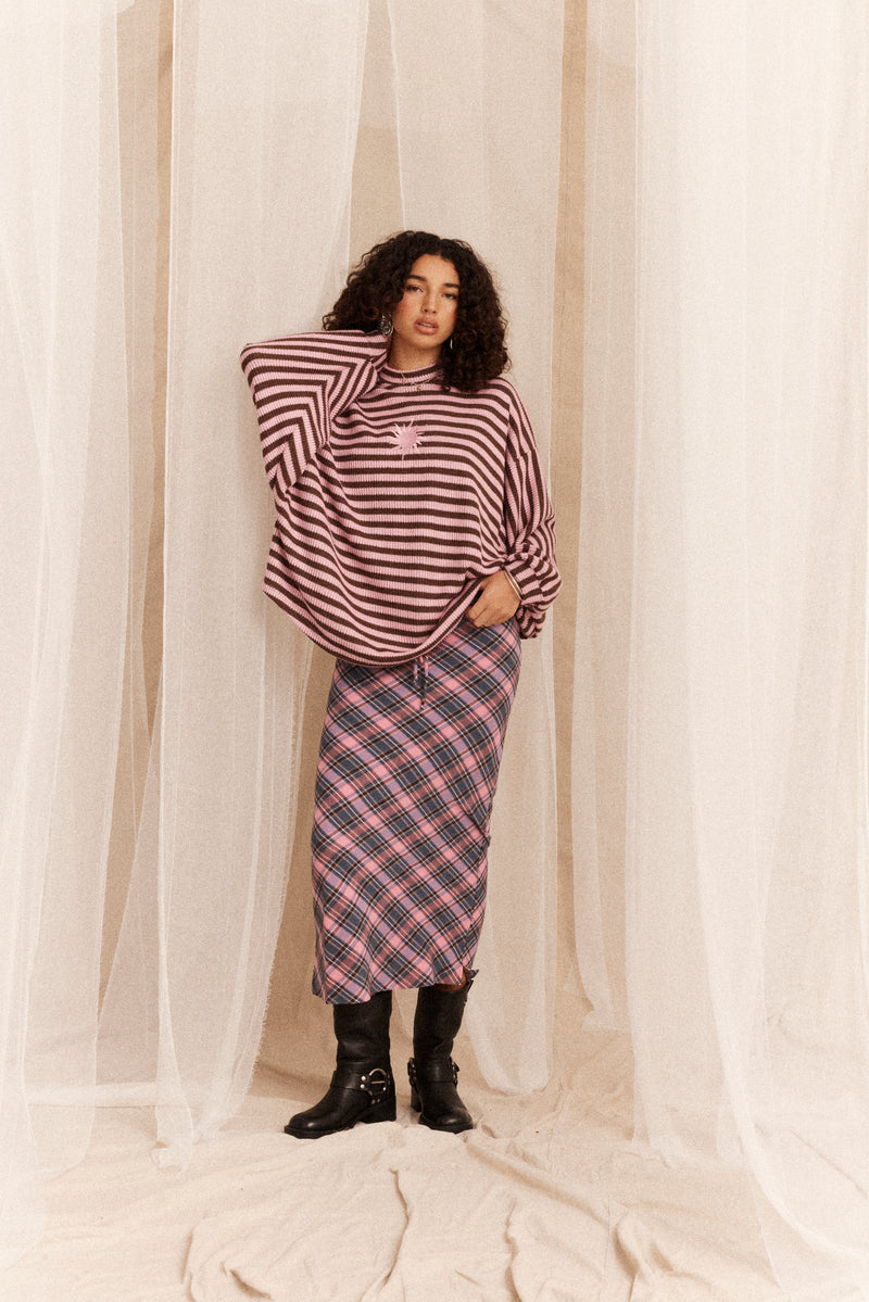 ETOFFE CHECK COLUMN SKIRT