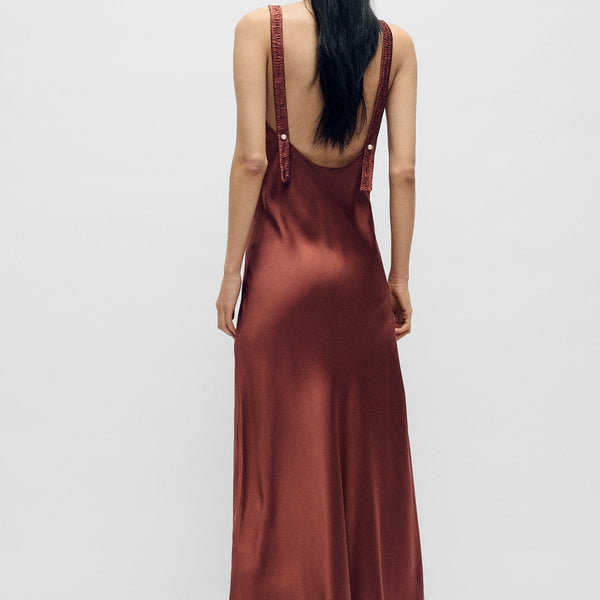silk laundry deco ruched dress Deco Ruched Dress Hazelnut