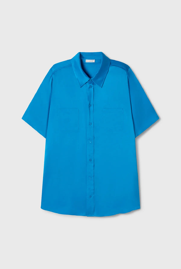 Short Sleeve Boyfriend Shirt Coast Blue