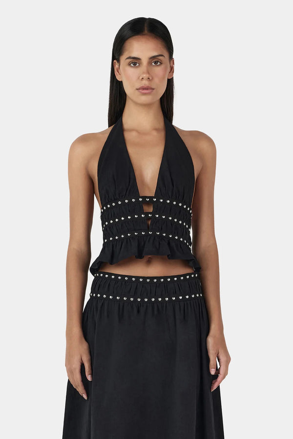 MAVIS STUDDED TOP BLACK
