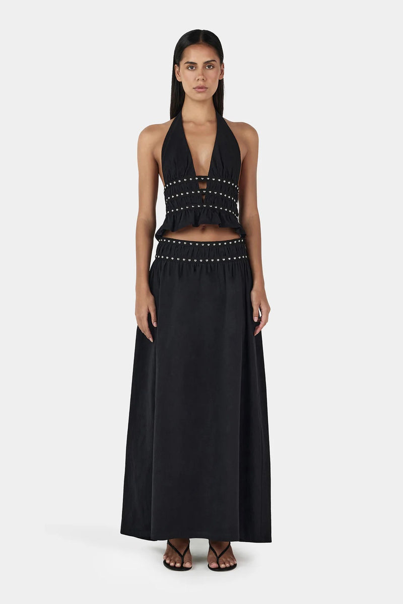 MAVIS STUDDED TOP BLACK