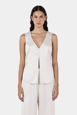 REY SATIN VEST IVORY