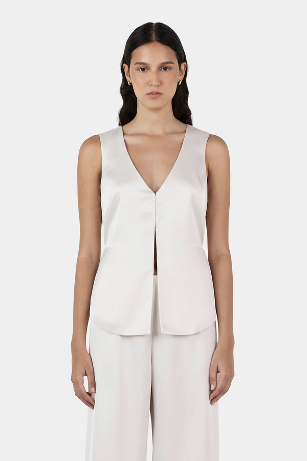 REY SATIN VEST IVORY