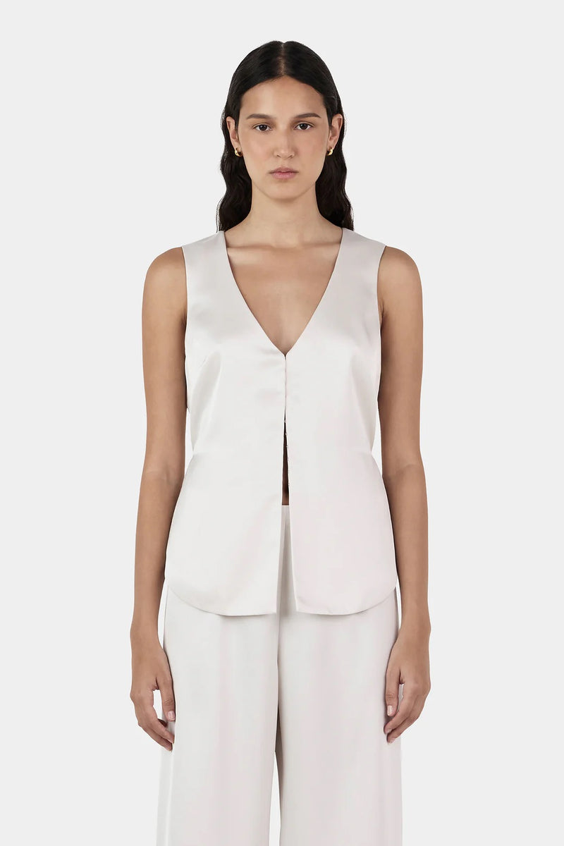 REY SATIN VEST IVORY