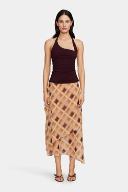 ALOE MIDI SKIRT CARAMEL CHECK