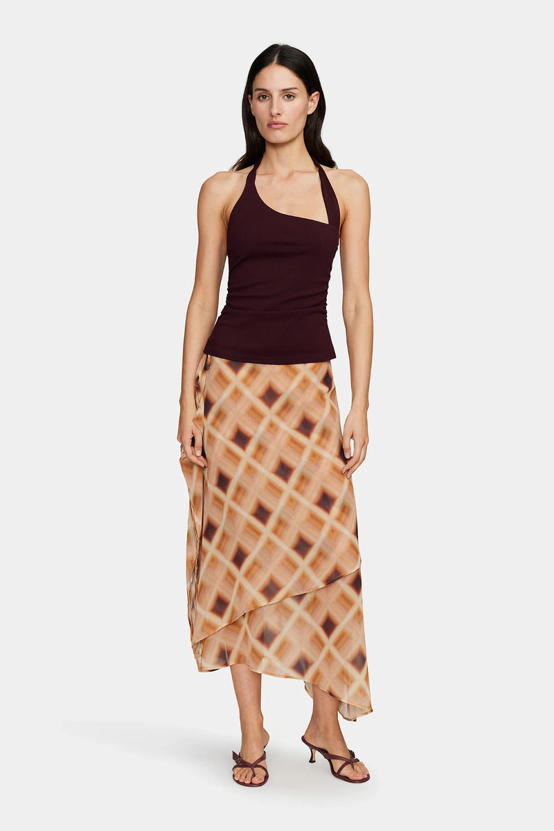 ALOE MIDI SKIRT CARAMEL CHECK