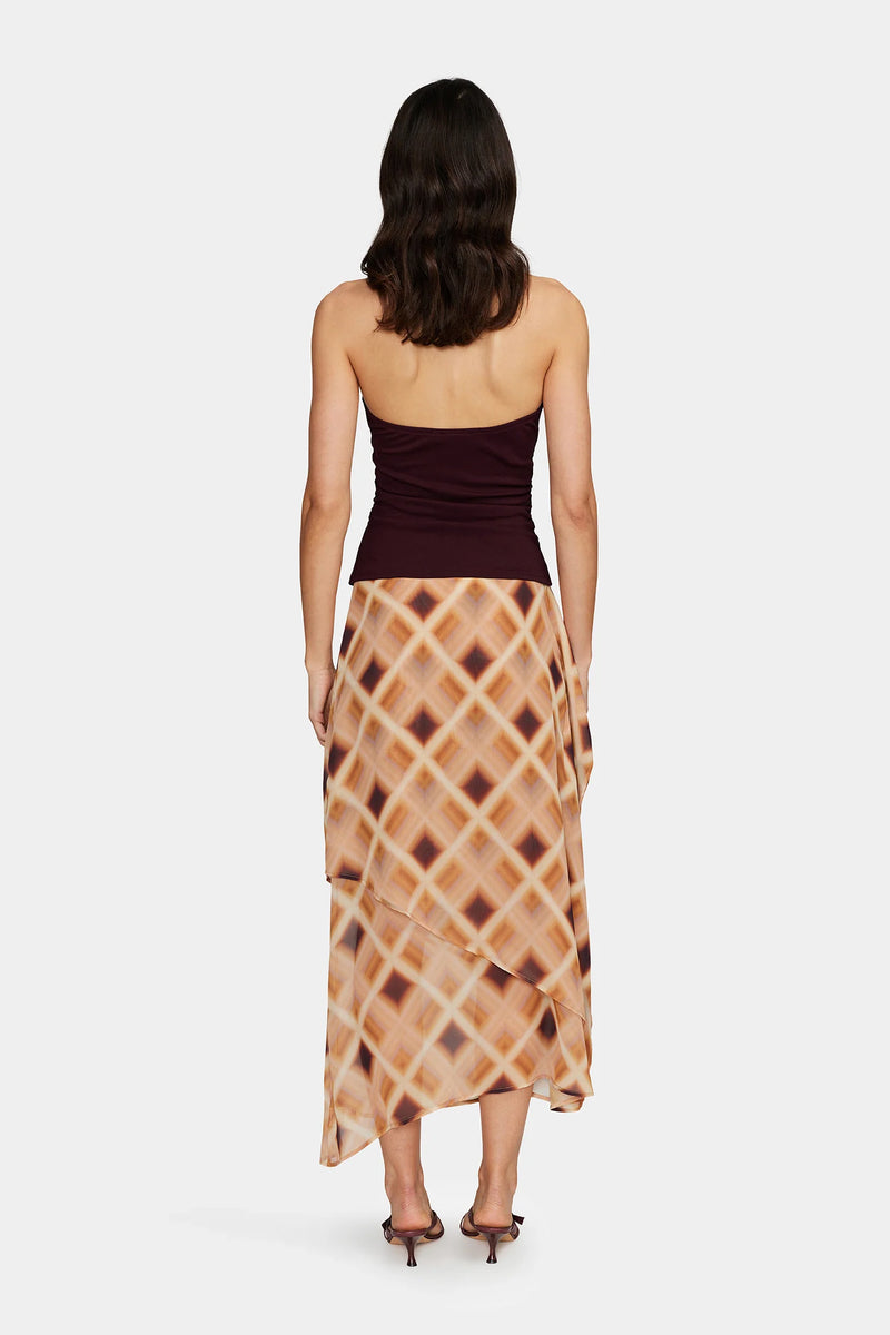 ALOE MIDI SKIRT CARAMEL CHECK