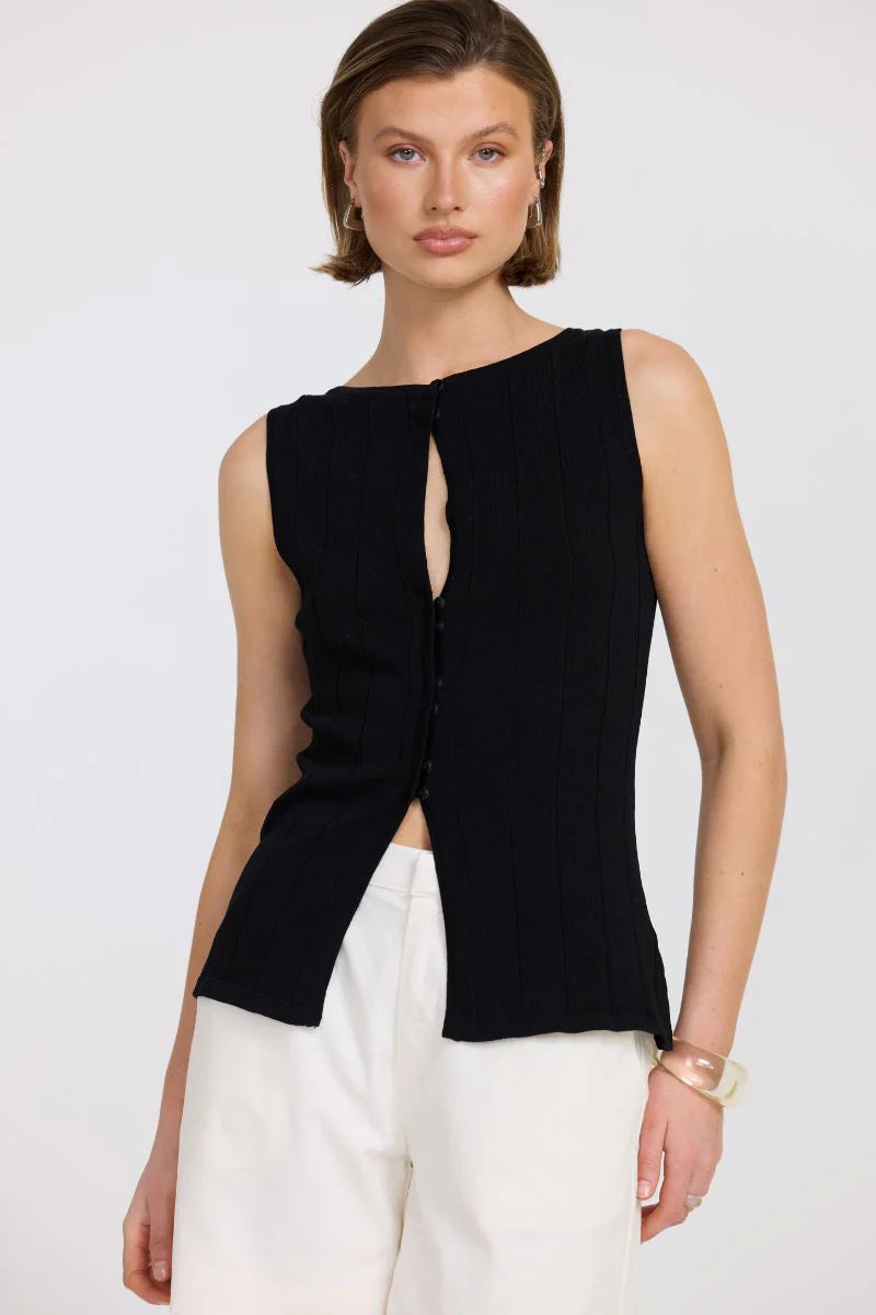 TRANQUIL KNIT TOP BLACK