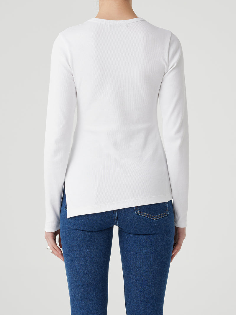 ASYMMETRICAL RIB TOP WHITE