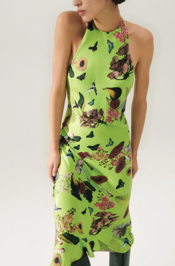 Halter Dress Magic Mushroom Fern