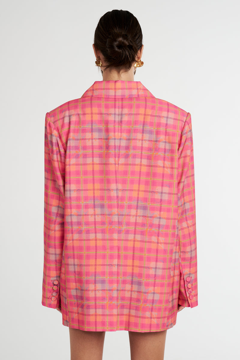 OVERSIZED BLAZER NEON PLAID