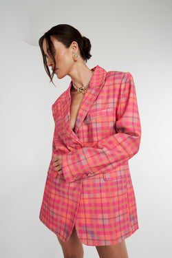 OVERSIZED BLAZER NEON PLAID