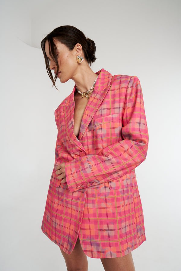 OVERSIZED BLAZER NEON PLAID