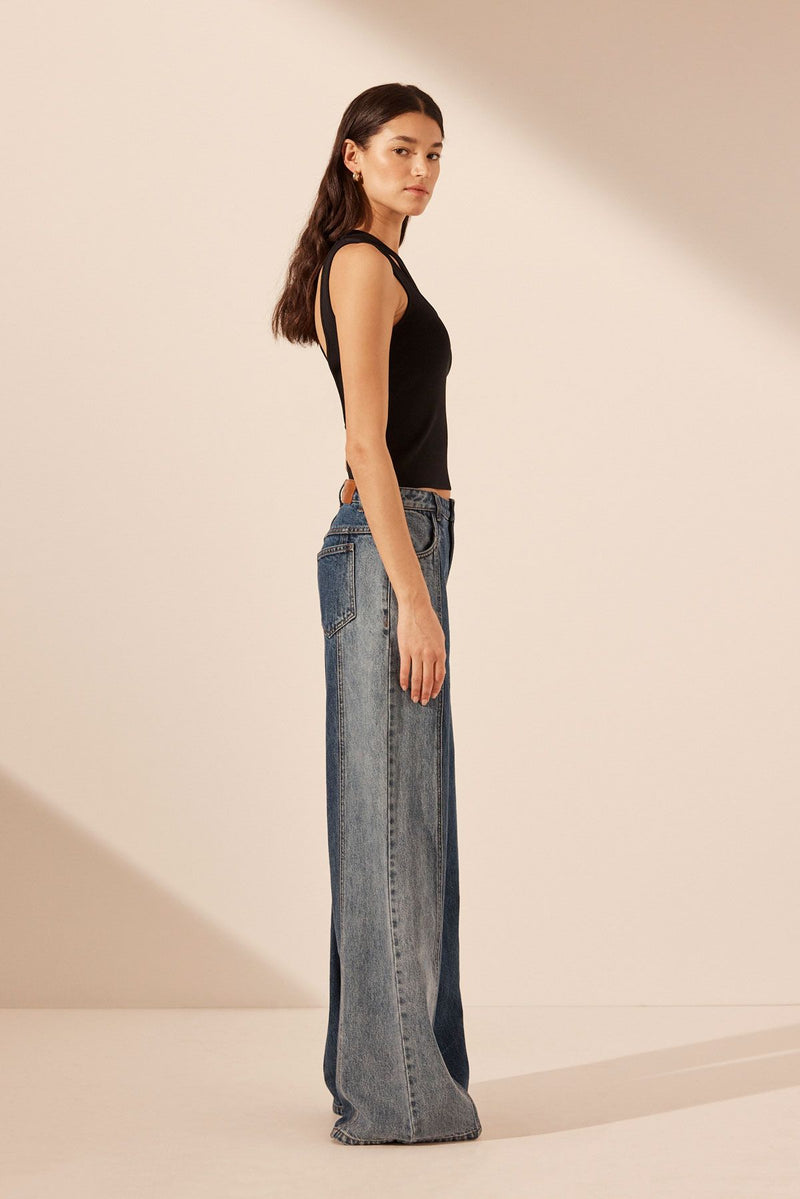 Reina Contrast Wide Leg Jean