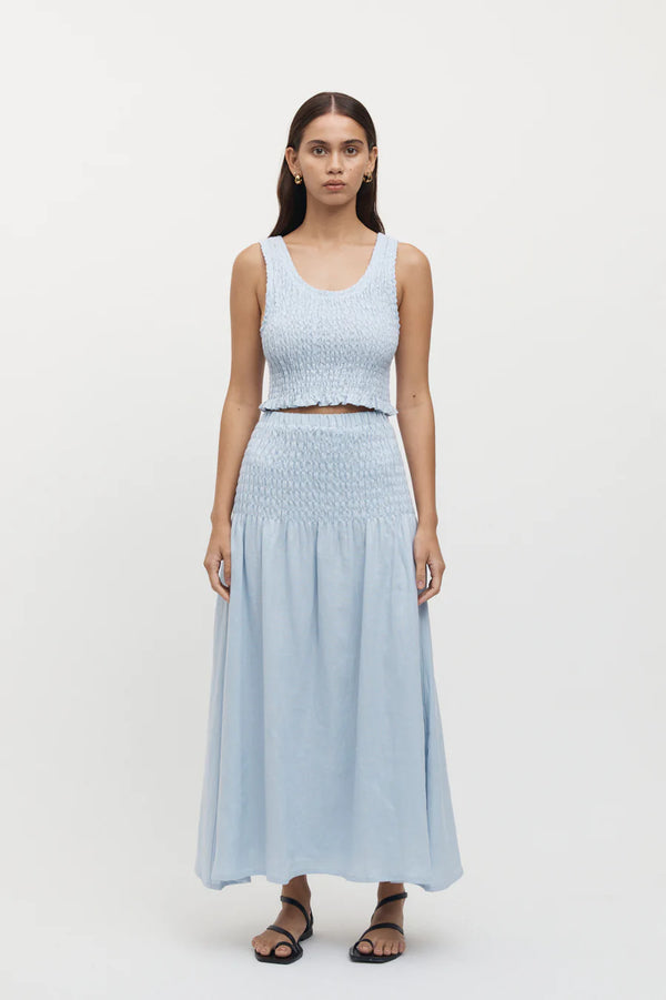 Eze Shirred Linen Crop Top