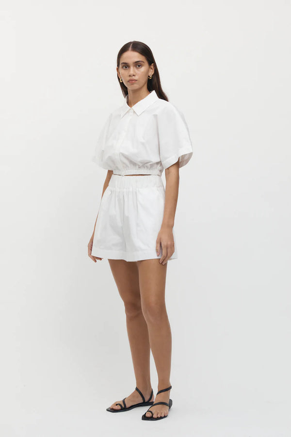 Blanc Poplin Cotton Shorts