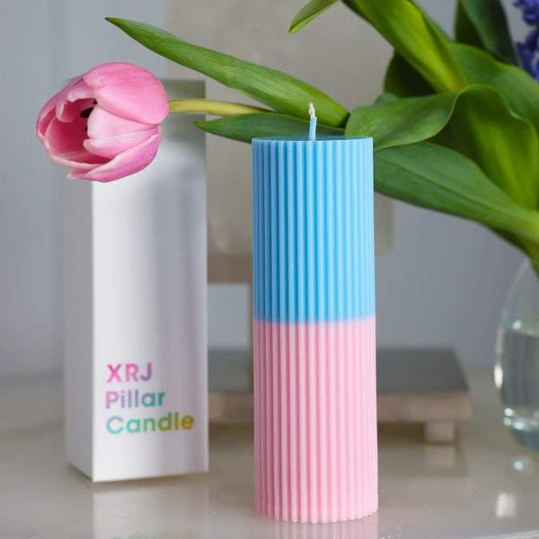 Pillar Two-Tone Cotton Candy Candle