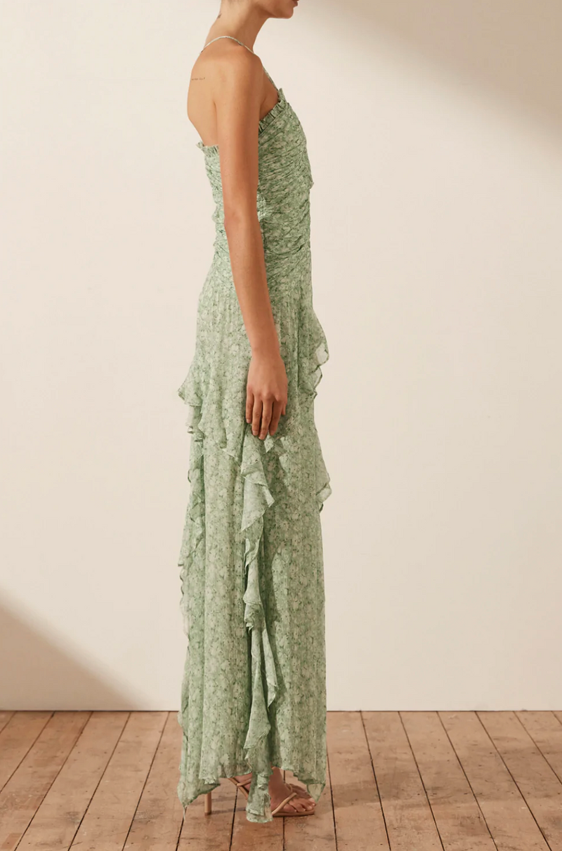 Aurore Ruched Frill Maxi Dress