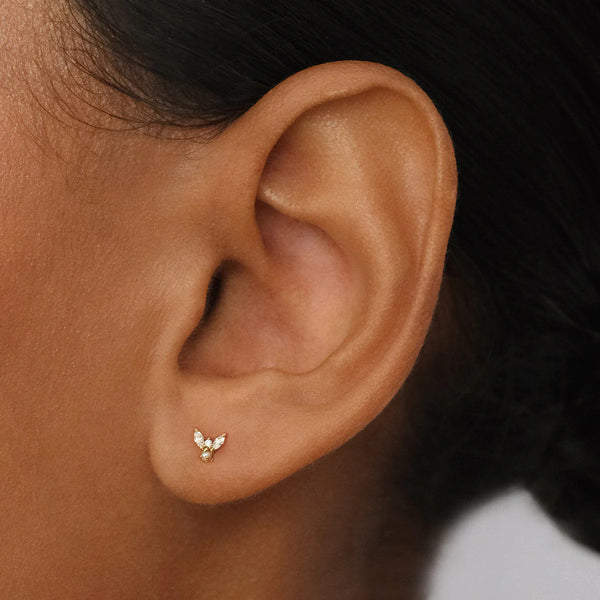 14k Gold Angel Stud Earring