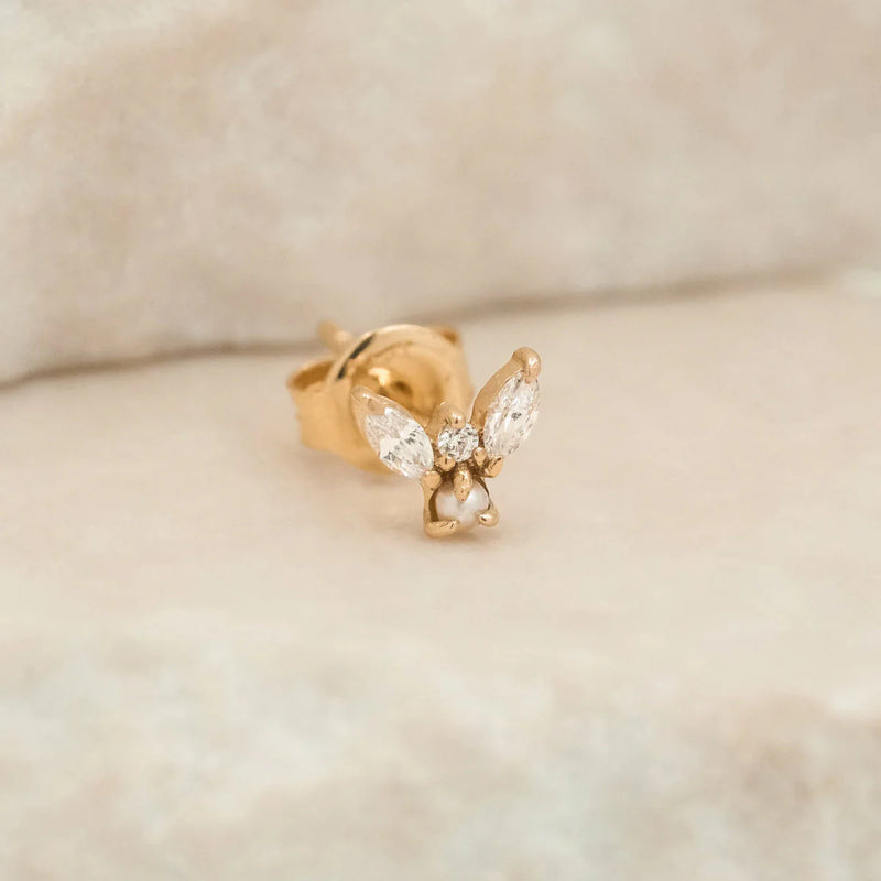 14k Gold Angel Stud Earring