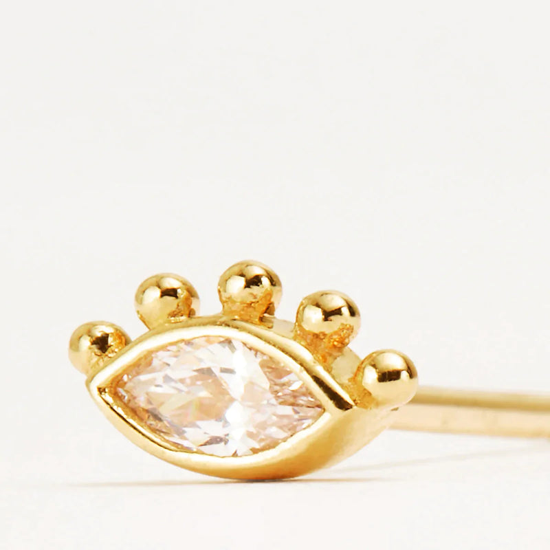 14k Gold Radiant Eye Stud Earring