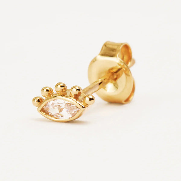 14k Gold Radiant Eye Stud Earring