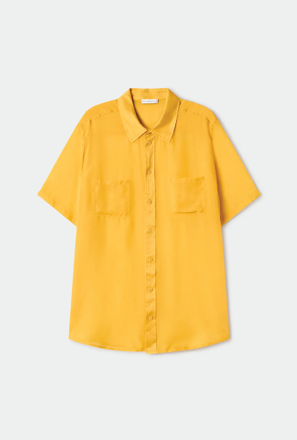 Chiffon Short Sleeve Boyfriend Shirt Goldfinch